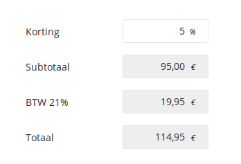 Ingave commerciële korting